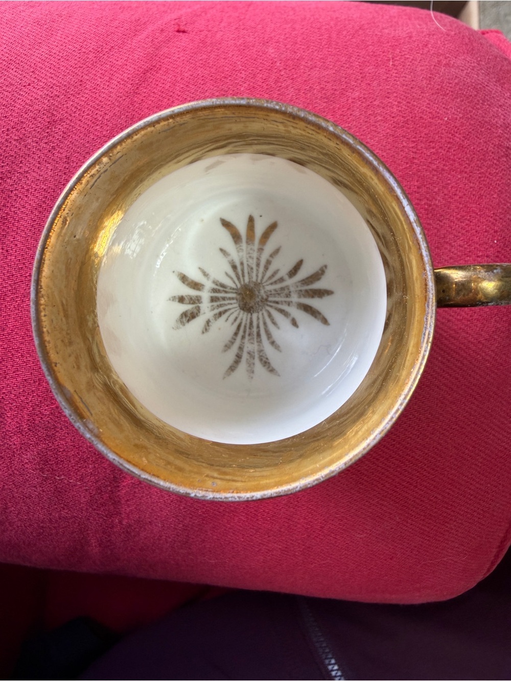 Antique Decorative Hand-Painted Demitasse Cup with Gold Trim - Picture 2 of 7